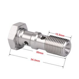 Podavelle M10x1.0 Metric Stainless Steel Double Banjo Bolt Brake Fitting Adapter 30mm Long with Copper Washers