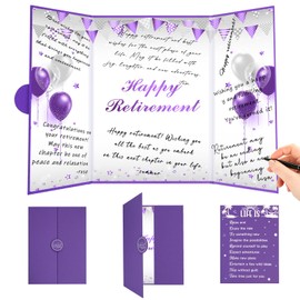 Roetyce Retirement Party Decorations, Purple Retirement Guest Book, Hapyy Retirement Decorations, Best Retirement Gifts for Women, Retired Keepsake for Coworker, Jumbo Retirement Card Signature Board