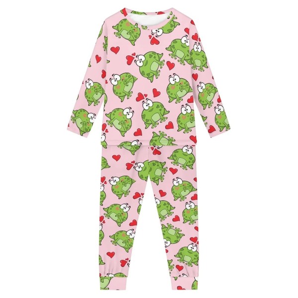Coloranimal 2Pcs Kids Pajamas Love Heart Frog Pjs Sleepwear Sets