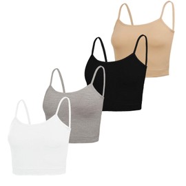 NEWITIN 4 Pack Spaghetti Strap Camisole Top Adjustable Strap Tank Top for Women Girls (L)