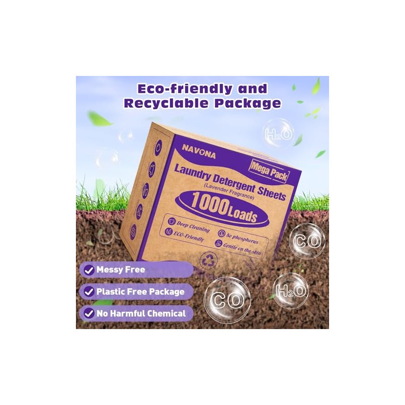 1000 Loads Mega Pack Laundry Detergent Sheets, Eco-friendly Laundry Sheets,