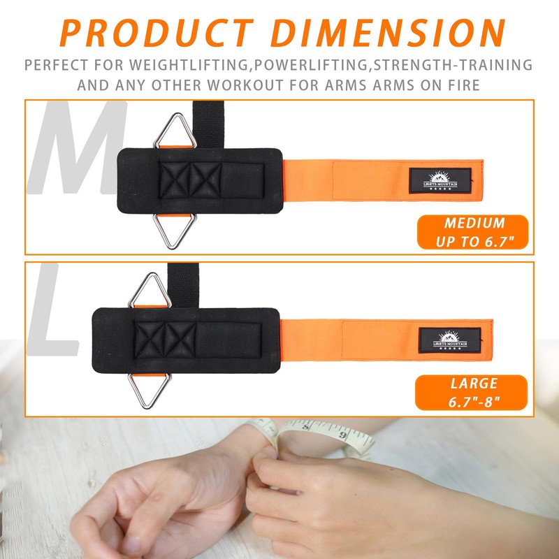 Lights Mountain Wrist Cuffs Weight Lifting Straps – Heavy-Duty Cable