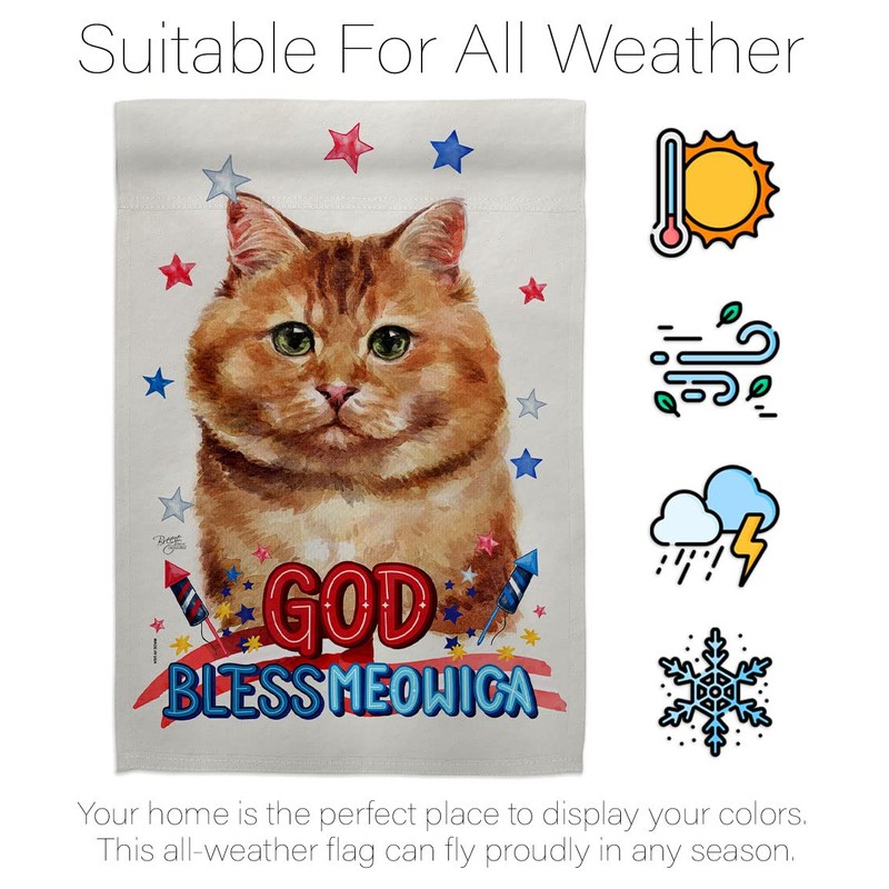 Breeze Decor Patriotic Brown Dilute Calico Garden Flag-Set Mailbox Hanger