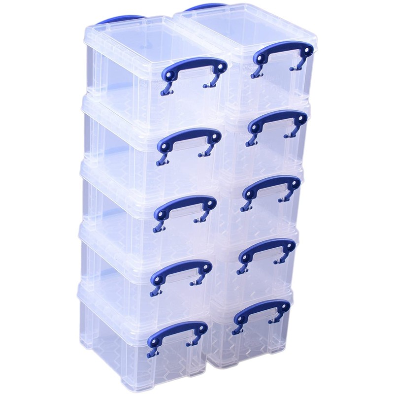 Really Useful Plastic Storage Box 0.3 Litre Clear (Pack of