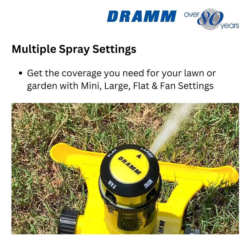 Dramm ColorStorm Gear Drive Sprinkler on Heavy Duty,Durable Metal Base,
