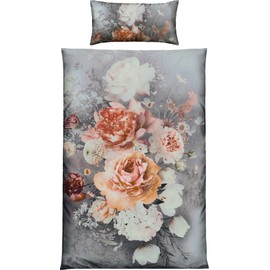 REDBEST Bettwäsche Microfaser-Satin grau Größe 135x200 cm (40x80 cm)