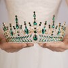 JWICOS Baroque Green Tiara Crown for Women Rhinestone Wedding Crowns