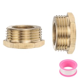 sourcing map 2 Pcs Brass Reducer Hex Bushing G3/4" Male x G3/8" Female Threaded Reducing Pipe Adapter Fitting with PTFE Tape for Plumbing, Fuel Lines, and Pneumatic Systems