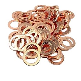 LUOQIUFA M10 Flat Washer Copper Sealing Ring, Inner Diameter 10mm, Outer Diameter 14mm, Thickness 1.5mm, Metric Sealing Washer, 30 Pieces