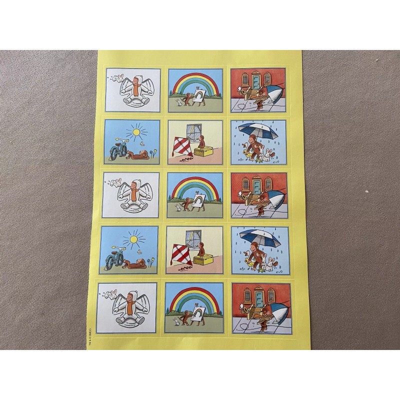 Curious George Stickers~Sheet Is 11” X 7 1/2” ~Includes 15