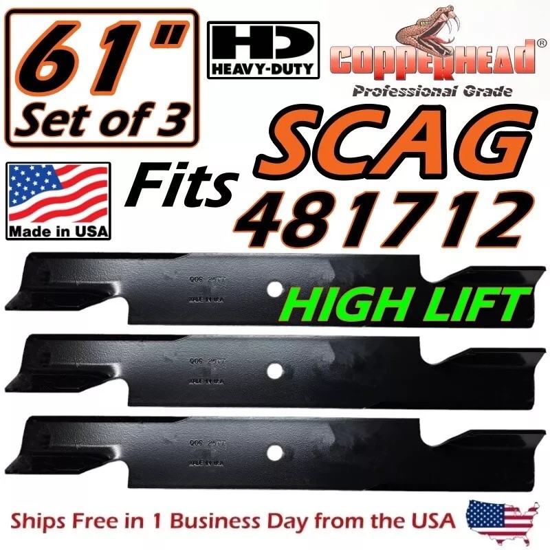 For SCAG COPPERHEAD 3-PK 61" HEAVY DUTY SCAG 481712 NOTCHED