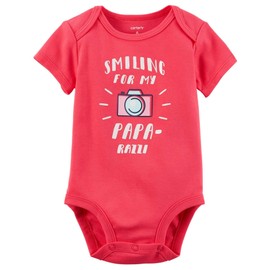 Carter's Baby Girls' Papa-Razzi Collectible Bodysuit, 18 Months Red