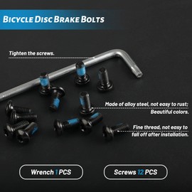 LEONTOOL Bicycle Disc Brake Rotor Bolts, M5 x 10mm, Bicycle Rotor Screws, 12pcs Brake Disc, Bicycle Disc Rotor, Floating Disc Brake Rotor, T25 Screws, Heat Dissipation, Bicycle Brake Pad Accessories, Road Bike, Mountain Bike