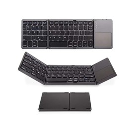 Qudai Teclado inalámbrico BT Teclado Plegable Teclado portátil Ultra Delgado BT con Panel táctil para Windows/Android/iOS Gris