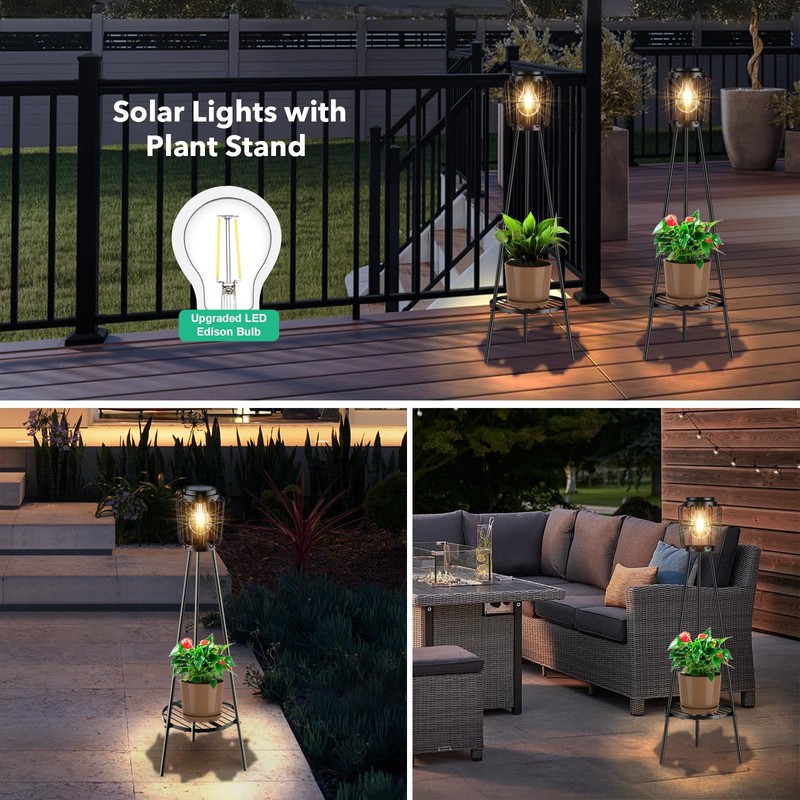 MXwcy Solar Lights Outdoor with LED Edison Bulbs, Solar Floor