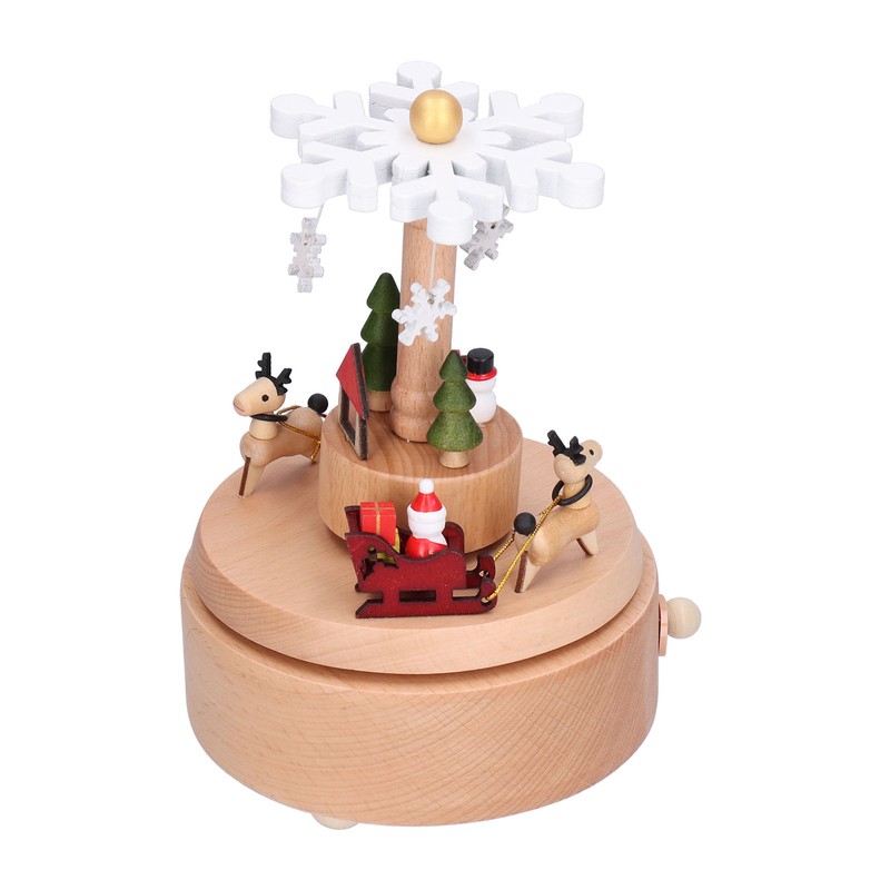 Wooden Music Box Snowflake Decor Wood Grain Texture Beautiful Sound