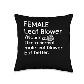 Female Leaf Blower Definition Autumn Throw Pillow