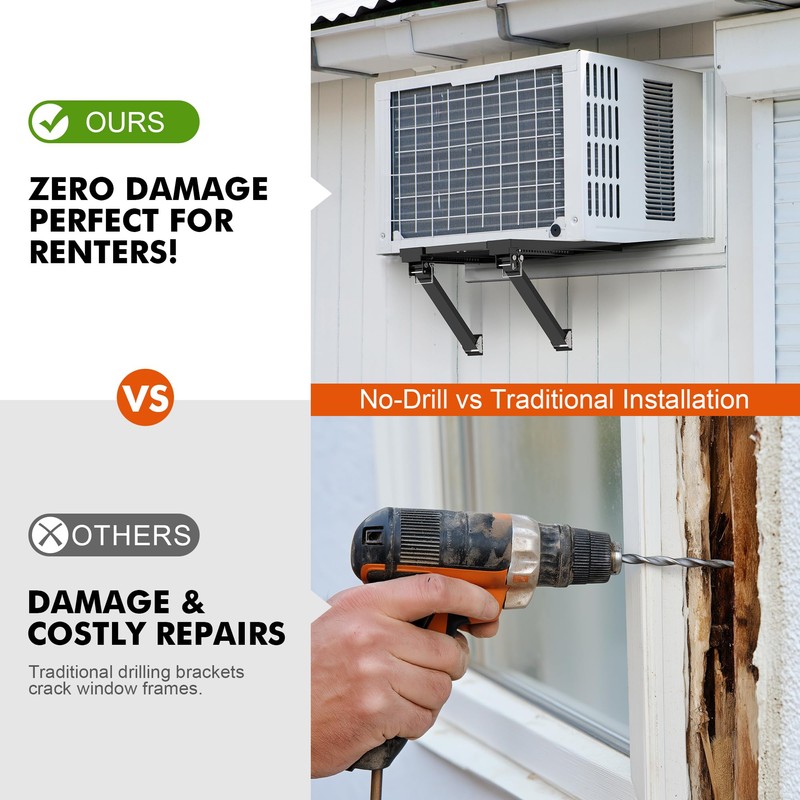 Marudina Upgraded No-Drill Window AC Bracket, Adjustable Window Air Conditioner