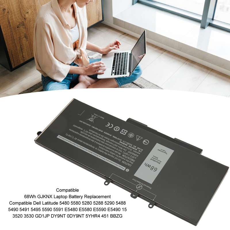 68Wh GJKNX Laptop Battery Compatible for Dell Latitude 5480 5580