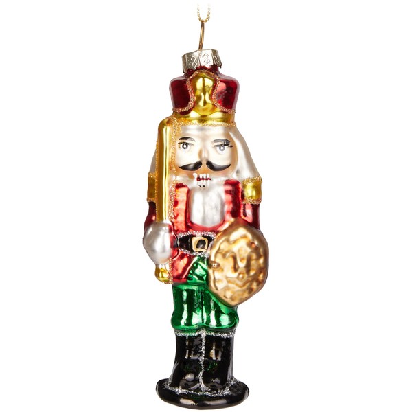 BRUBAKER Nutcracker Soldier Red Green Gold - Hand-Painted Glass Christmas Bauble - Mouth-Blown Christmas Tree Decoration Figures Funny Decorative Pendant Tree Ball - 13 cm