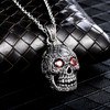 Feilok Hollow Skeleton Gothic Skull Pendant Stainless Steel Necklace for