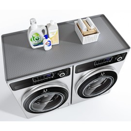 Washer Dryer Countertop, 51.2" x 25.6" Large Washer and Dryer Covers for The Top, Non-Slip Waterproof Silicone Dryer Top Protector Mat, Washer Dryer Topper for Laundry Room Kitchen Home（Gray）