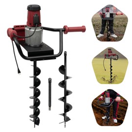 PIAOCAIYIN Electric Post Hole Digger, 1500W 1.6HP Electric Auger Digging Drill, w/ 6-Inch & 4-Inch Auger Bit Earth Auger & 11.81in Extension Rod Length, for Post Hole Digging, Drilling