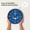 White Anchor Wall Clock Battery Operated Nautical Vintage Wood Blue