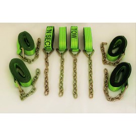 SnS 8 Pack of 2" x 14' Hi-VIZ TECNIC Webbing Straps with 5/16" x 12" G70 Chain Tails