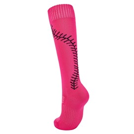 American Trends Girl Youth Softball Socks Youth & Adult Soccer Baseball Socks Knee High Tube Socks for Boys Girls, Rose Red, Small