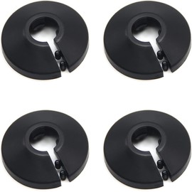 Juvielich Decorative Pipe Cover Fit 3/8 inch Outer Diameter Flange Water Pipe Cover Decoration Black 10mm Pipe Cover Radiator PP Plastic Escutcheon Collar for 0.39" Wall Pipe Tube Decoration 4Pcs