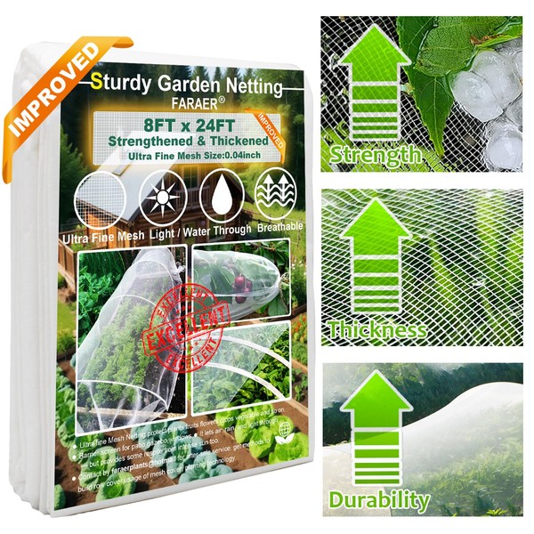 Garden Pest Barrier Netting, Insect Barrier Net 8x24Ft Ultra Fine