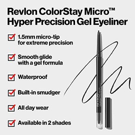 REVLON Revlon ColorStay Micro Hyper Precision Gel Eyeliner, Valentine's Day Makeup Gifts for Women, Built-in Smudger, Waterproof, Longwearing with Precision Tip, 215 Brown