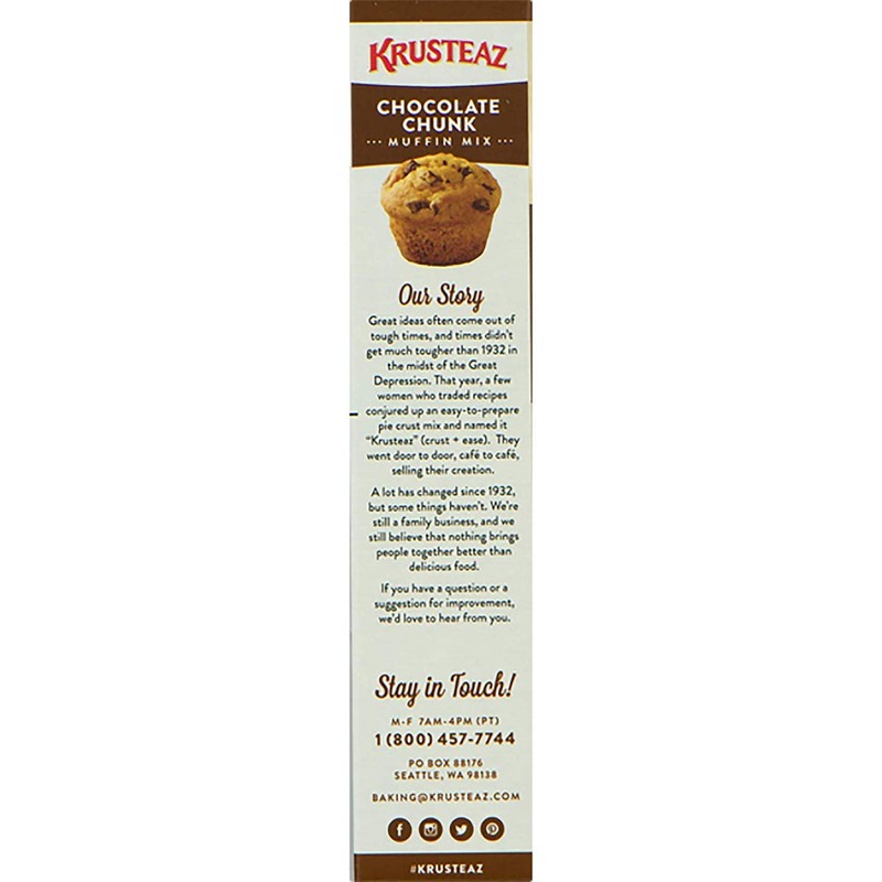 Krusteaz Chocolate Chunk Muffin Mix - No Artificial Flavors/Preservatives -