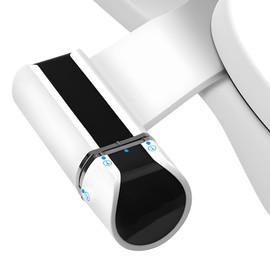 Bidet Attachment, Self-Cleaning Dual Retractable Nozzles Bidet,Ultra Slim Fresh Water Non-Electric Bidet Attachment for Toilet-Seat,Adjustable Cold Water Pressure for Hygienic Rear & Feminine.