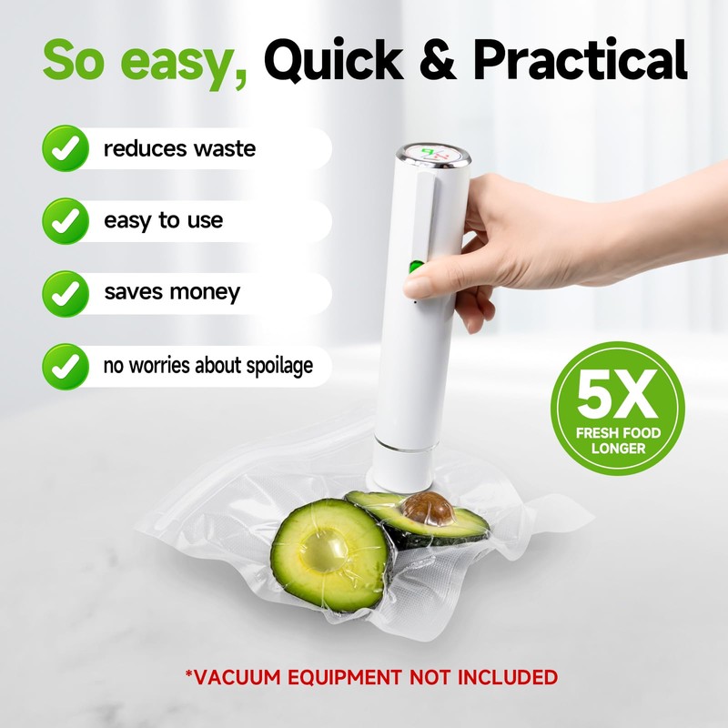 Vixino Vacuum Sealer Bags, 30 Reusable Vacuum Sealer Bags for