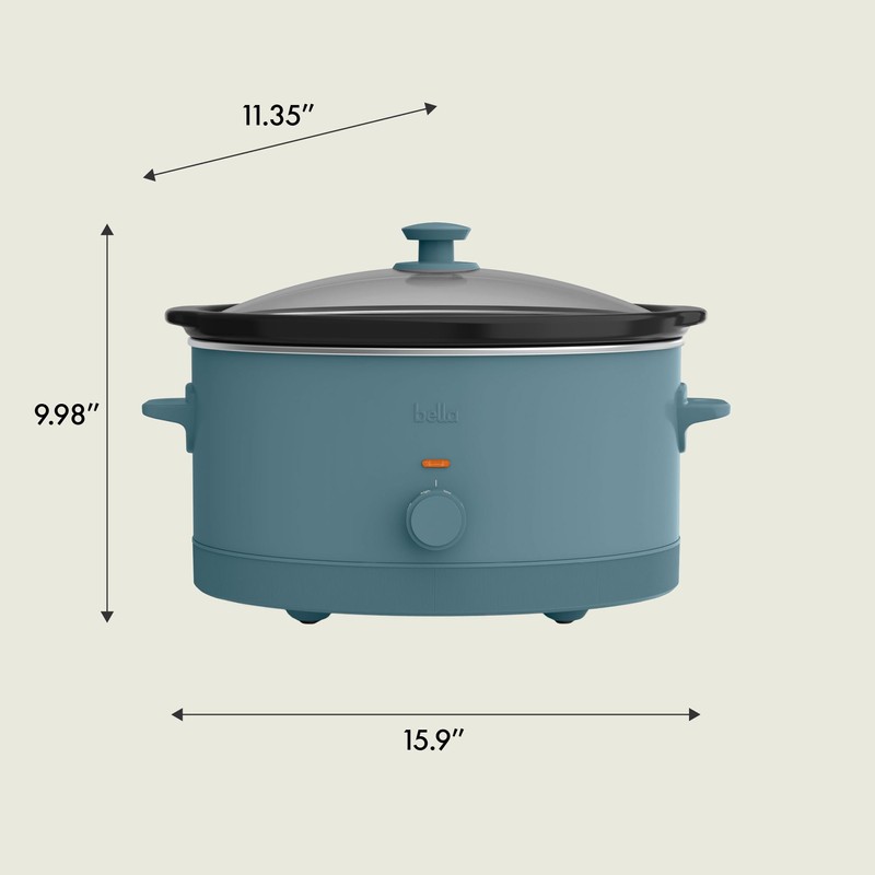 bella 6.0 Qt Manual Slow Cooker, Ceramic Nonstick Coating, 3