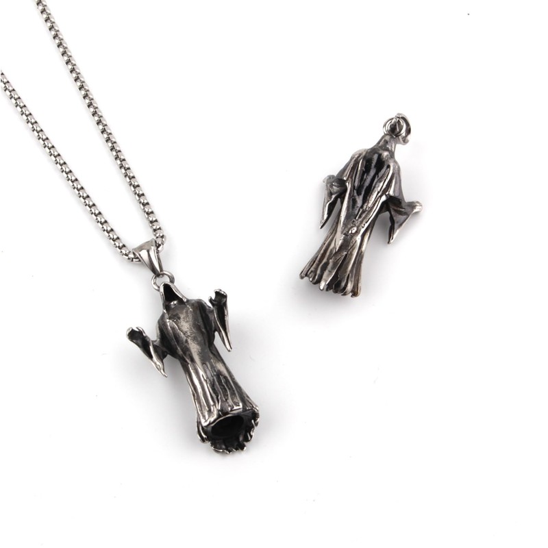 Scddboy Skull Pendant Necklace for Men,Gothic Grim Reaper Pendant Necklace