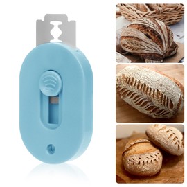 Bread Lame with 5 Pieces Bread Lame Blades, Bread Lame Dough Scoring Tool Push-Pull Handle Bread Scoring Cutter Scoring Tools for Sourdough Bread Baking Accessories (Blue)