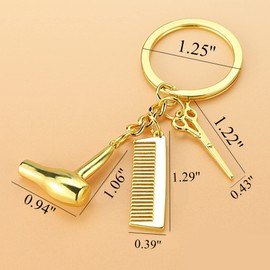 PHAETON 20PCS Hairdresser Hair Dryer,Scissor,Comb Charm Pendant Keychain Keyring,Perfect for Salon Owner,or Hair Stylist Gift Jewelry Graduation Gift (Gold)