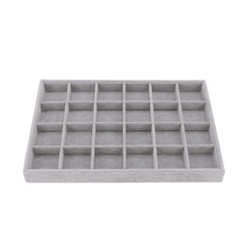 AIRZSNRY Large Velvet Jewelry Tray, Drawer Organizer for Jewelry in Dresser, Stackable Jewelry Drawer Organizer Inserts for Earring Necklace Bracelet Rings(Grey,24grid)