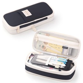 Deyaah Pencil Case for School Supplies, Large Pencil Pouch with Zipper, Cute Pencil Bag for Office Supplies Makeup Bag, Desk Organizer for College Adults Women Men (Black)