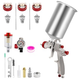 KCNKCN R500 LVLP Air Spray Gun Premium Kit with 1000cc Aluminum Cup, Easy to Use, Paint Gun for Cars & House DIY Painting, 1.3/1.7/2.0mm Nozzles, with Paint Sprayer Accessories
