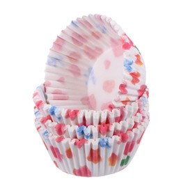 HARFINGTON 100 Count Cupcake Liners Pink Heart Cupcake Cups Standard Size Muffins Liners Papers Baking Cups Wrappers Greaseproof for Party Wedding Birthday