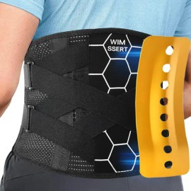 Back Brace 백 브레이스 - 척추 모양의 금속 곡면 패널과 요추 패드가 있는 튼튼한 지지대 허리 를 위한 통기성 디스크 Back Brace - Sturdy Lumbar Support with Spinal Metal Curve Panel and Cushion Pad for Lower Back