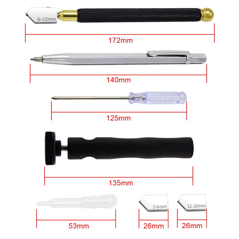 7Pcs Glass Cutter Alloy Incisive Professional Glass Cutting Tool with