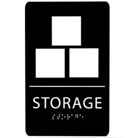 ADA CENTRAL SIGNS - 6" X9" Storage Sign - ADA Compliant Tactile Graphics Grade 2 Braille Text Wall Signs – Storehouse, Depository, Repository Room Name Sign for Office Business Apartment Restaurant