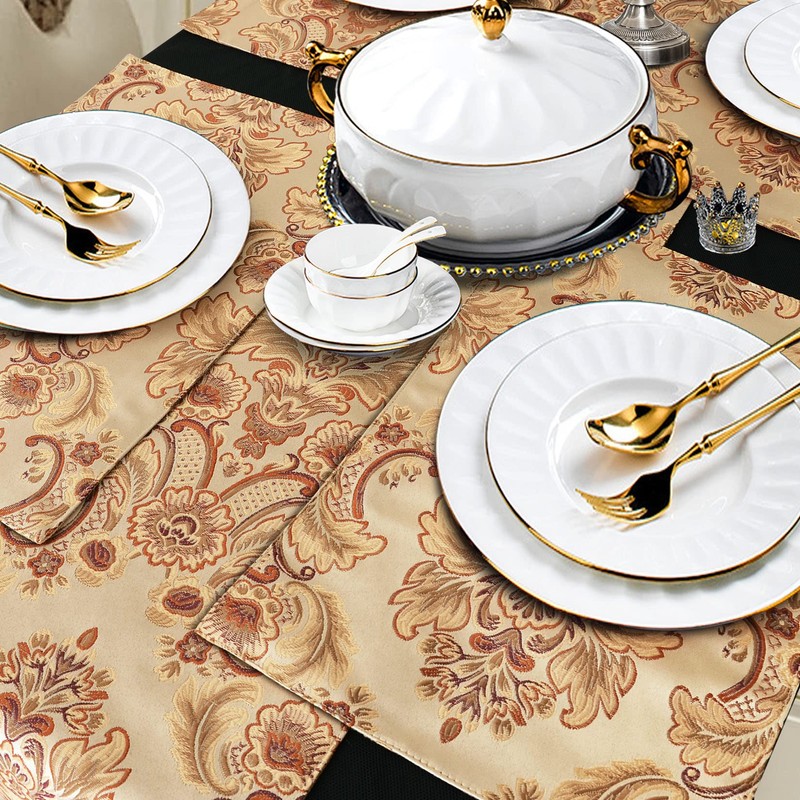 Modern Luxury Jacquard Fabric Floral Table Runners And Dresser Scarves