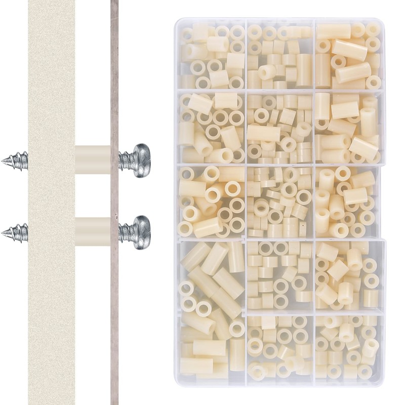Pack of 320 Round Spacers, Nylon Washers, Plastic Spacer Sleeves,