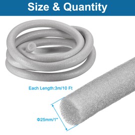 PATIKIL 1" x 10 ft Foam Backer Rod, Foam Caulk Saver Concrete Expansion Joint Filler Weather Strip for Sealing Concrete Gaps, Crack Joint Sealer, Grey